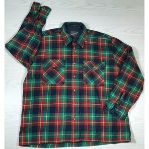 Vintage Tartan Plaid Flannel Shirt Men XL Backpacker Outdoors Acrylic Pockets